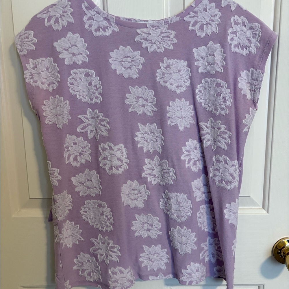 LOFT Purple Cap Sleeve Boxy Blouse
